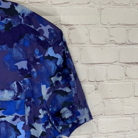 J. Crew Watercolor Blue Camo Print Slim Fit Button - Picture 6 of 12